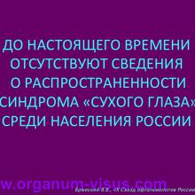 Бржеский В.В. Синдром "сухого глаза": что нового за 5 лет? Dry Eye news. Офтальмологический портал Орган зрения www.organum-visus.com